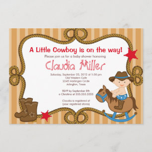 Cute Western Cowboy Baby shower Invitation Kaart