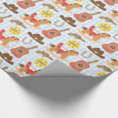 Cute Western Cowboy Pattern Baby shower Cadeaupapier (Hoek)