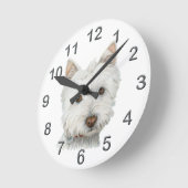 Cute Westie chien art Horloge murale (Angle)