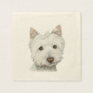Cute Westie Dog Art Cocktail Napkin Servet
