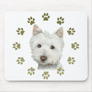 Cute Westie Dog Art en Paws Muismat