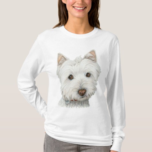 Cute Westie Dog Art Woman's T-Shirt (Voorkant)