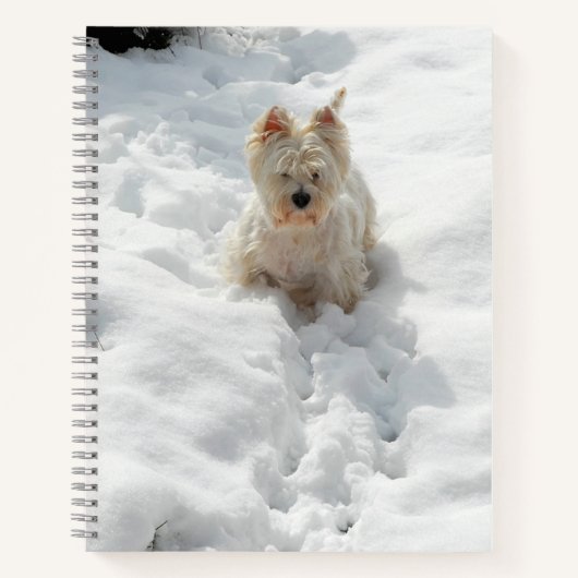 Cute Westie Dog dans le journal du Carnet de neige (Devant)