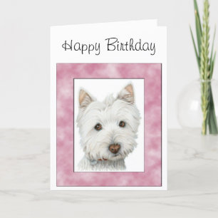 Cute Westie Dog in Roze Lijst Art Kaart