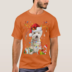 Cute Westie Dog licht de Santa Hat Sweater Xmas-bo T-shirt