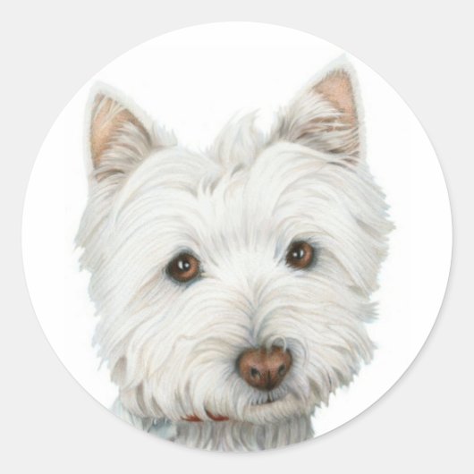 Cute Westie Dog Ronde Sticker (Voorkant)