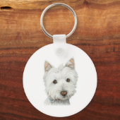 Cute Westie Dog-sleutelketen Sleutelhanger (Voorkant)