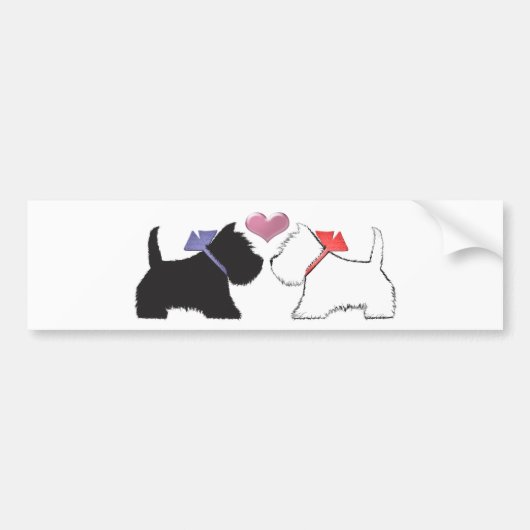 Cute Westie Dogs Art Bumpersticker (Voorkant)