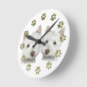 Cute Westie Dogs Clock Ronde Klok (Hoek)
