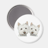 Cute Westie Dogs Magneet (Voorkant / Achterkant)