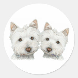 Cute Westie Dogs Ronde Sticker