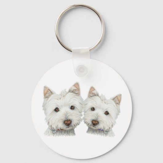 Cute Westie Dogs Sleutelhanger (Voorkant)