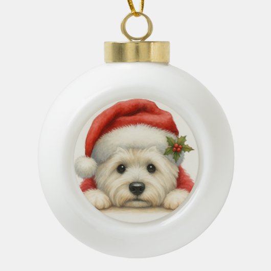 Cute Westie Keramische Bal Ornament (Voorkant)