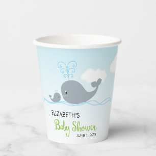 Cute Whale and Baby Whale, Baby shower Paper Cup Papieren Bekers