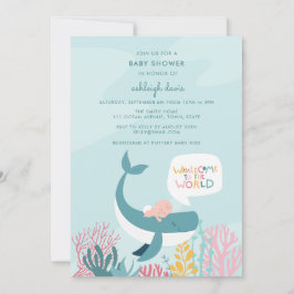 Cute Whale Baby shower Invitation Kaart