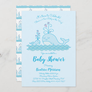Cute Whale Baby shower Ocean Gender Neutral Blue Kaart