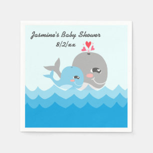 Cute Whale Boy Baby shower Servetten