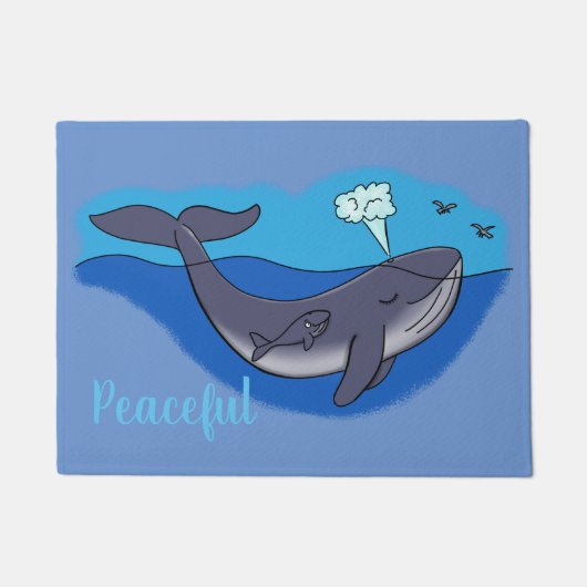 Cute whale en kalf cartoon doormat deurmat (Voorkant)