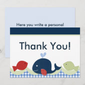 Cute Whale/Fish Baby shower Hartelijk dank Bedankkaart (Voorkant / Achterkant)
