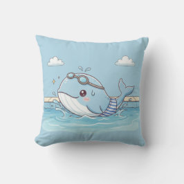 Cute Whale Kids Swimming Design Kussen