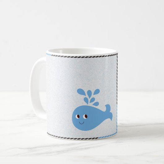 Cute Whale met Spout Koffiemok (Voorkant links)