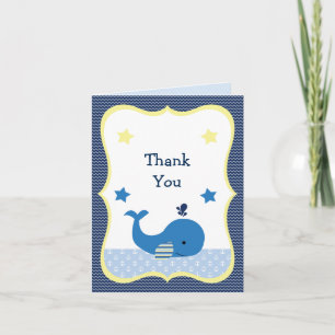 Cute Whale Nautical Baby shower Dank je wel Bedankkaart