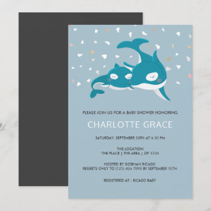 Cute Whale Personalized Baby shower Kaart