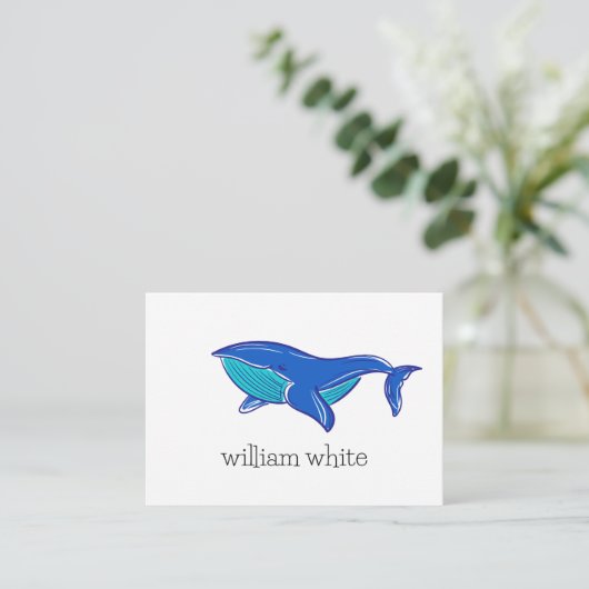 Cute Whale Personalized Notitiekaartje (Staand voorkant)