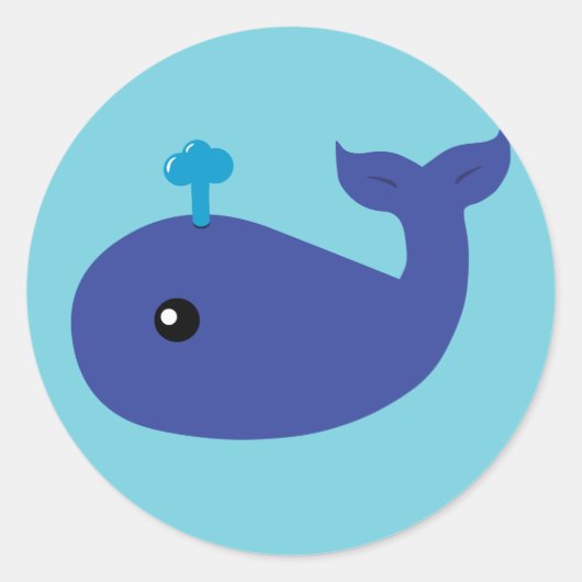 Cute Whale Ronde Sticker (Voorkant)