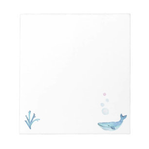 Cute whale zee world themed note pad notitieblok