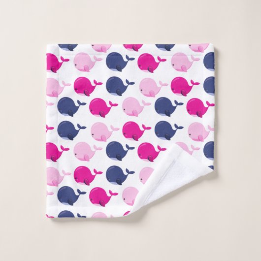Cute Whales, Pattern of Whales, Sea Animals (Gant de toilette)