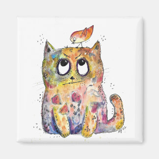 Cute Whimsical Annoyed Cat Magneet