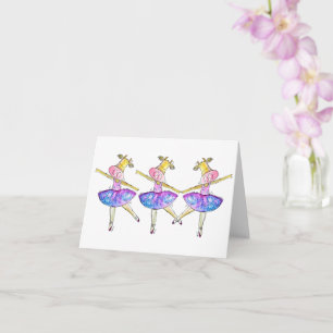 Cute Whimsical Ballerina Koe Kaart
