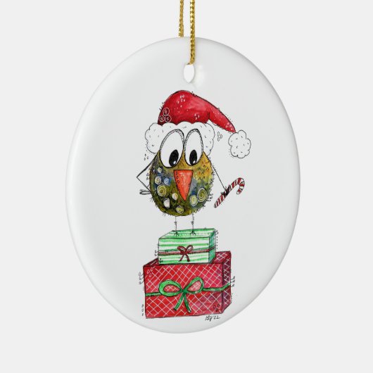 Cute Whimsical Bird Keramisch Ornament (Rechts)