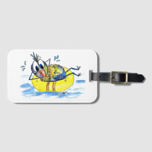 Cute Whimsical Bird op Float Bagagelabel
