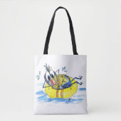 Cute Whimsical Bird op Float Draagtas (Voorkant)