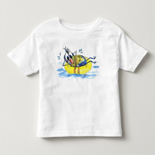 Cute Whimsical Bird op Float Kinder Shirts (Voorkant)