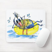 Cute Whimsical Bird op Float Muismat (Met muis)