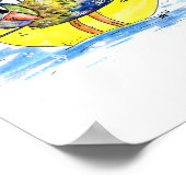 Cute Whimsical Bird op Float Poster (Hoek)