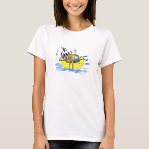 Cute Whimsical Bird op Float T-shirt