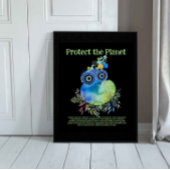 Cute Whimsical Bird, Protect the Planet, Earth Day Poster