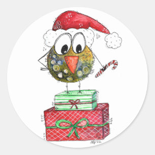 Cute Whimsical Bird Ronde Sticker