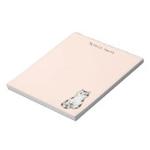 Cute whimsical Black and white Cat  Pink Notepad Notitieblok (Gedraaid)