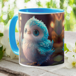 Cute Whimsical Blue Bird Mok