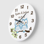 Cute Whimsical Blue Boy Owens Twins Wall Horloge (Angle)