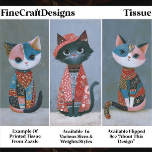 Cute Whimsical Boho Katten Set, Pastel EV6R Decoup Tissuepapier