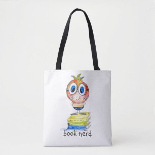 Cute whimsical Book Nerd Draagtas
