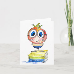 Cute whimsical Book Nerd Kaart