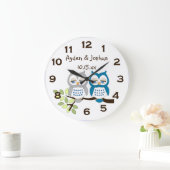 Cute Whimsical Boy Owl Twins Wall Clock Grote Klok (Huis)