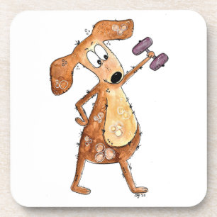 Cute Whimsical Brown Dog Lifgewicht Bier Onderzetter